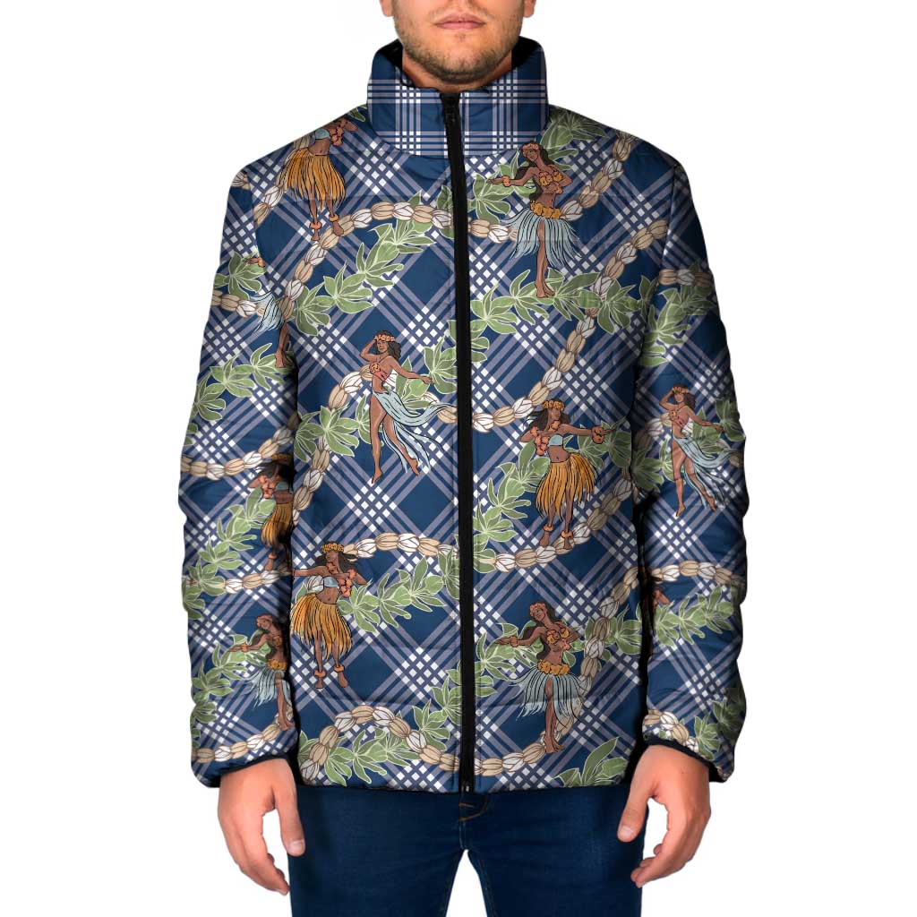 Navy Blue Palaka Hula Girls Seamless Hawaii Aloha Padded Jacket LT7 Men Navy Blue - Polynesian Pride