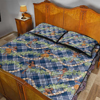 Navy Blue Palaka Hula Girls Seamless Hawaii Aloha Quilt Bed Set - Polynesian Pride