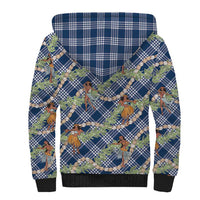 Navy Blue Palaka Hula Girls Seamless Hawaii Aloha Sherpa Hoodie - Polynesian Pride