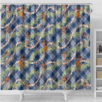 Navy Blue Palaka Hula Girls Seamless Hawaii Aloha Shower Curtain - Polynesian Pride