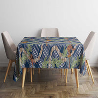 Navy Blue Palaka Hula Girls Seamless Hawaii Aloha Tablecloth - Polynesian Pride