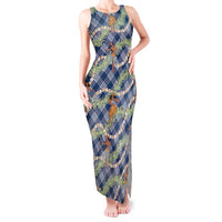 Navy Blue Palaka Hula Girls Seamless Hawaii Aloha Tank Maxi Dress - Polynesian Pride