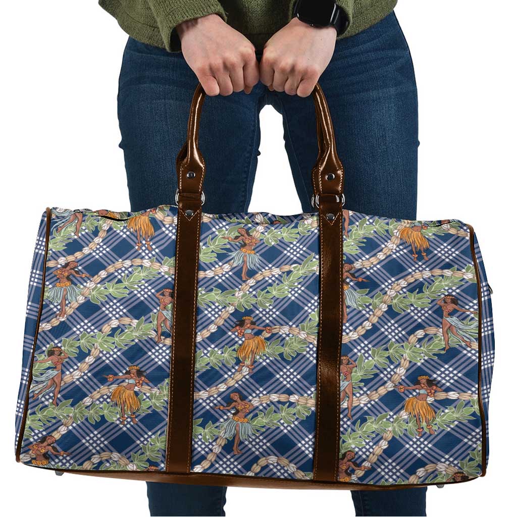 Navy Blue Palaka Hula Girls Seamless Hawaii Aloha Travel Bag - Polynesian Pride