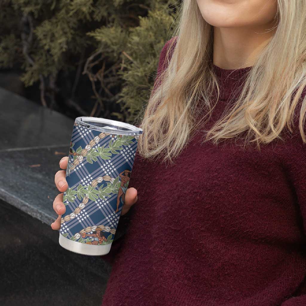 Navy Blue Palaka Hula Girls Seamless Hawaii Aloha Tumbler Cup - Polynesian Pride