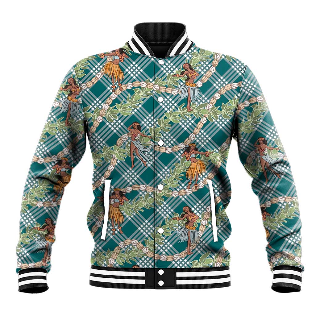 Teal Palaka Hula Girls Seamless Hawaii Aloha Baseball Jacket LT7 Unisex Teal - Polynesian Pride