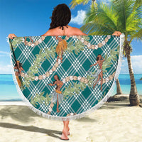 Teal Palaka Hula Girls Seamless Hawaii Aloha Beach Blanket - Polynesian Pride