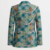 Teal Palaka Hula Girls Seamless Hawaii Aloha Blazer - Polynesian Pride