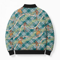 Teal Palaka Hula Girls Seamless Hawaii Aloha Bomber Puffer Jacket LT7 - Polynesian Pride