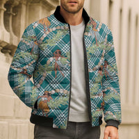 Teal Palaka Hula Girls Seamless Hawaii Aloha Bomber Puffer Jacket LT7 - Polynesian Pride