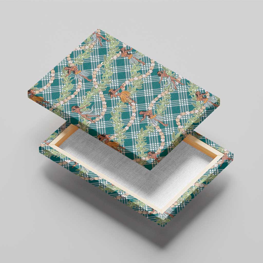 Teal Palaka Hula Girls Seamless Hawaii Aloha Canvas Wall Art - Polynesian Pride