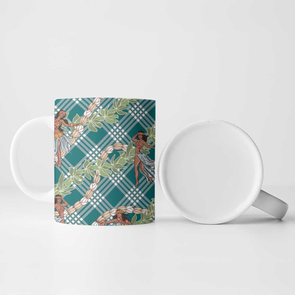 Teal Palaka Hula Girls Seamless Hawaii Aloha Ceramic Mug LT7 - Polynesian Pride