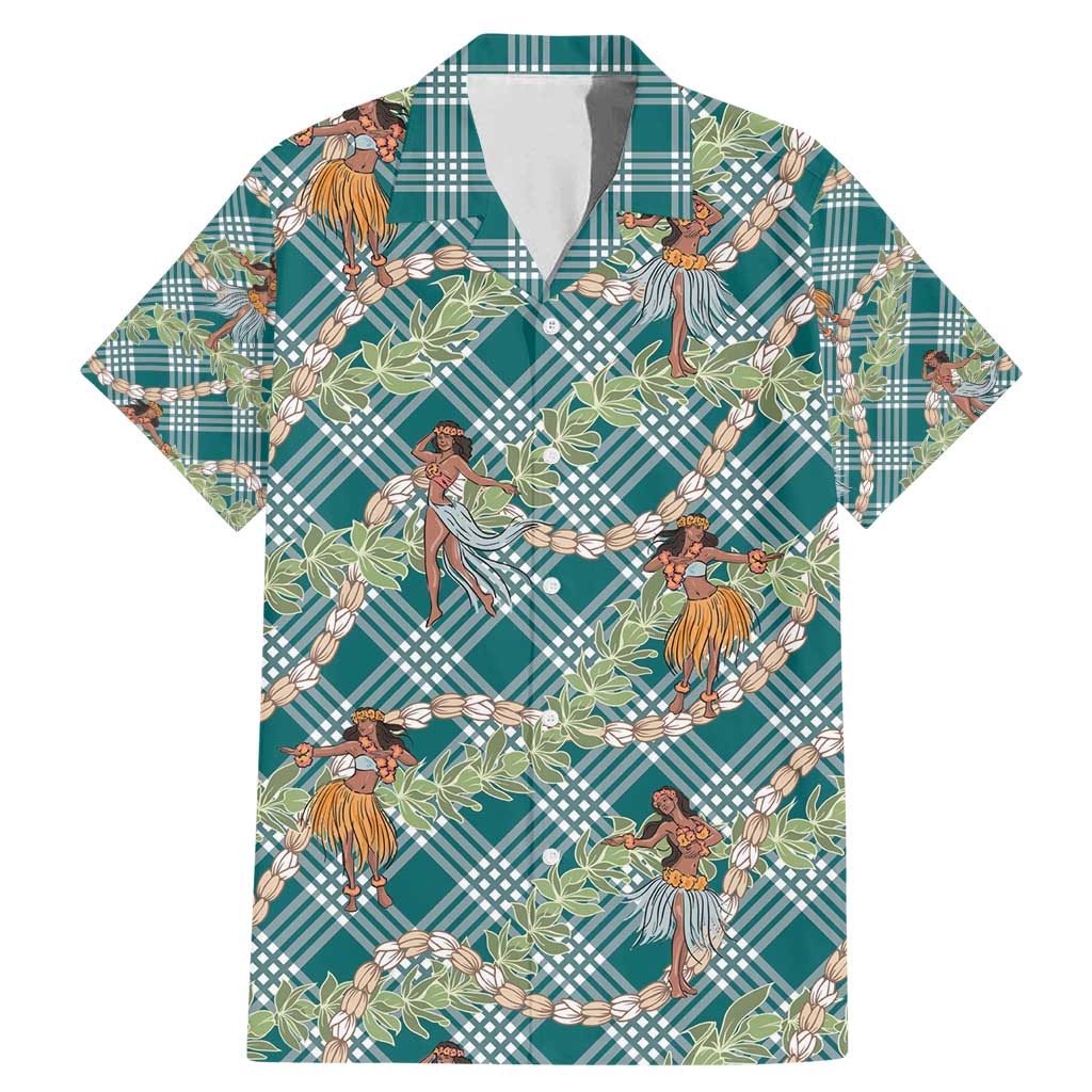 Teal Palaka Hula Girls Seamless Hawaii Aloha Family Matching Mermaid Dress and Hawaiian Shirt - Polynesian Pride