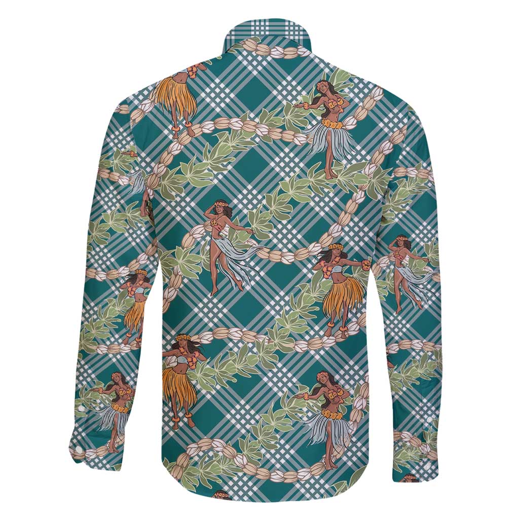 Teal Palaka Hula Girls Seamless Hawaii Aloha Family Matching Mermaid Dress and Hawaiian Shirt - Polynesian Pride