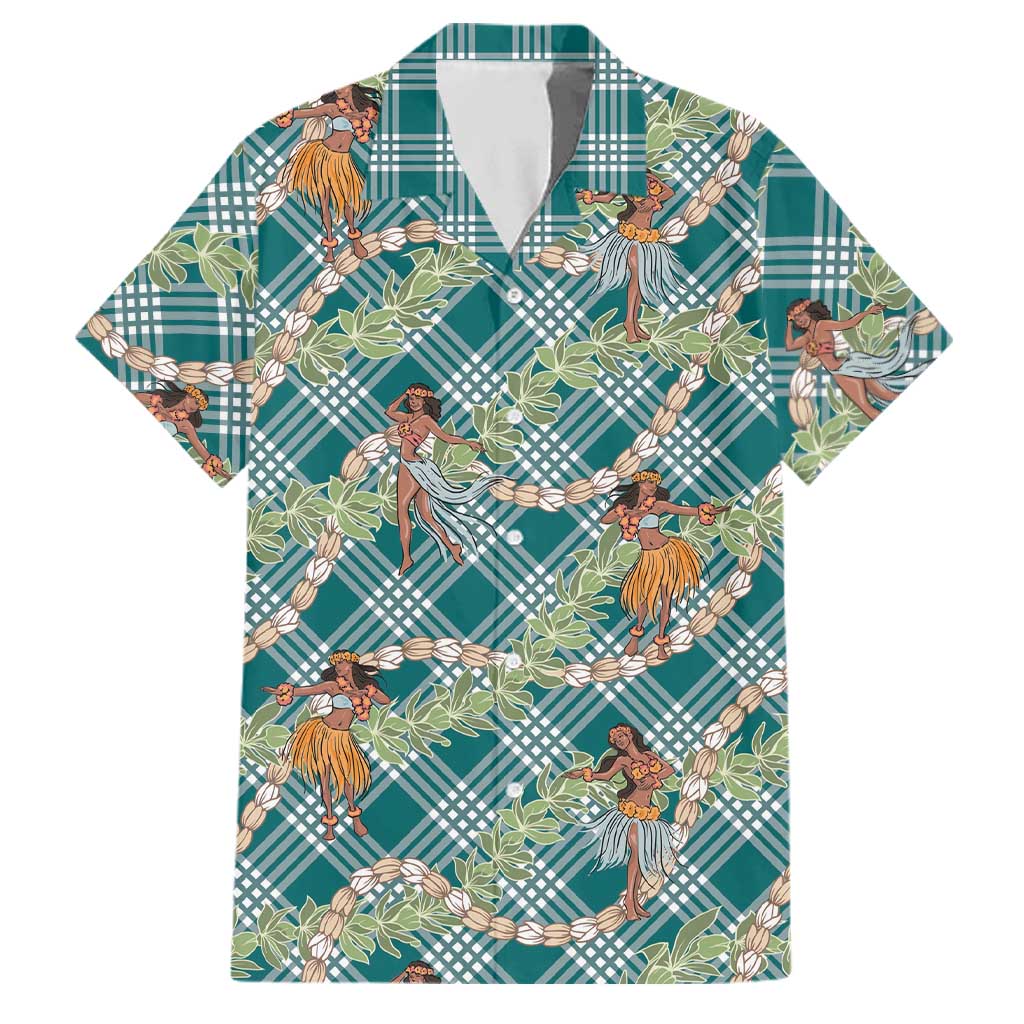Teal Palaka Hula Girls Seamless Hawaii Aloha Family Matching Puletasi and Hawaiian Shirt - Polynesian Pride