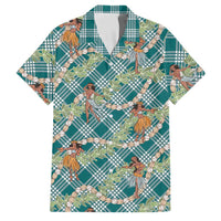 Teal Palaka Hula Girls Seamless Hawaii Aloha Family Matching Puletasi and Hawaiian Shirt - Polynesian Pride