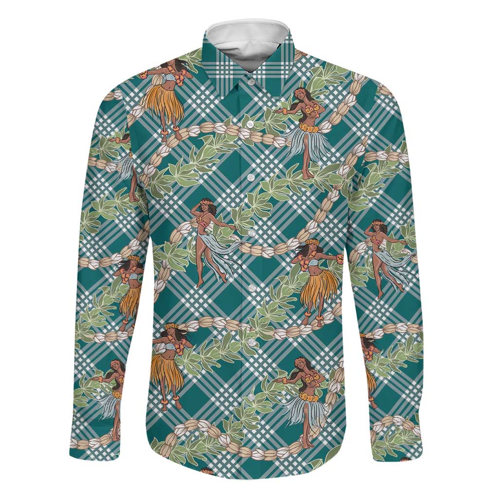 Teal Palaka Hula Girls Seamless Hawaii Aloha Family Matching Puletasi and Hawaiian Shirt - Polynesian Pride