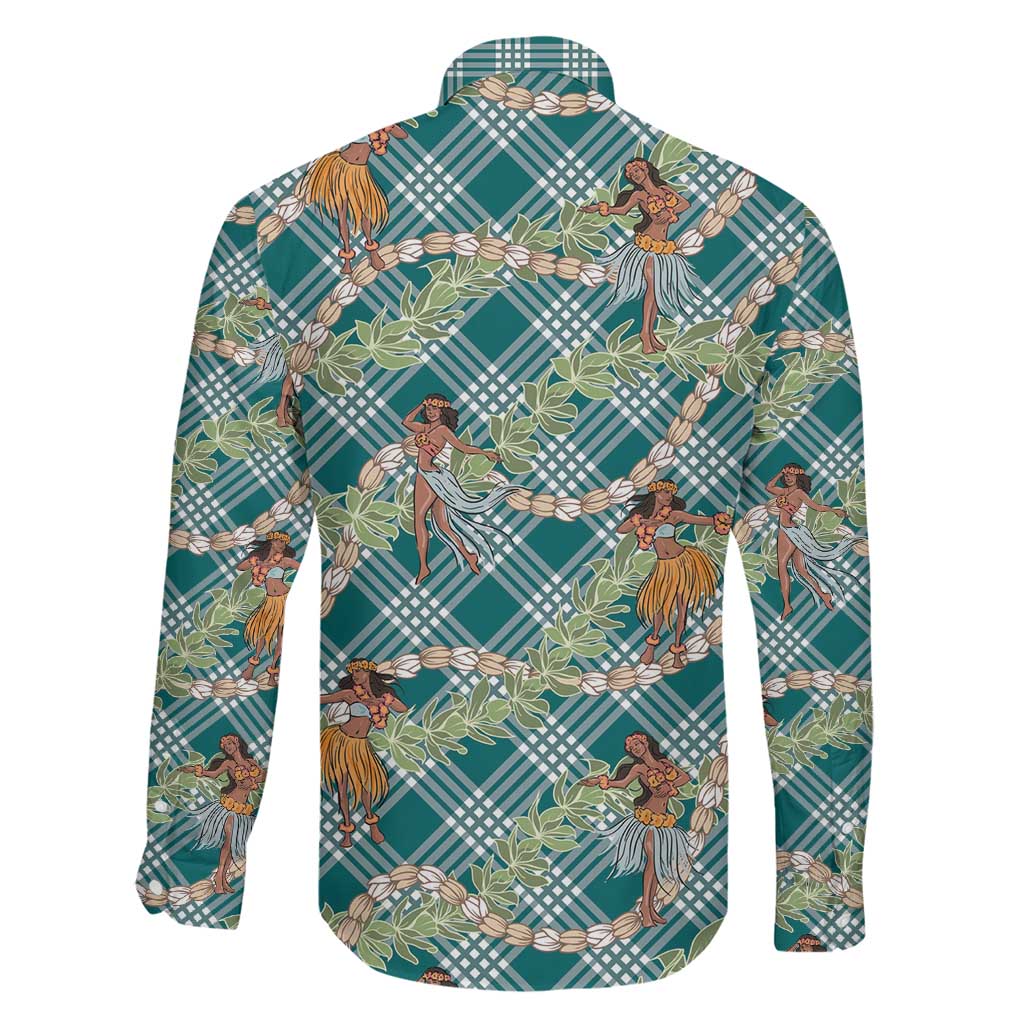 Teal Palaka Hula Girls Seamless Hawaii Aloha Family Matching Puletasi and Hawaiian Shirt - Polynesian Pride