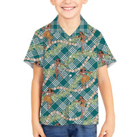 Teal Palaka Hula Girls Seamless Hawaii Aloha Family Matching Puletasi and Hawaiian Shirt - Polynesian Pride