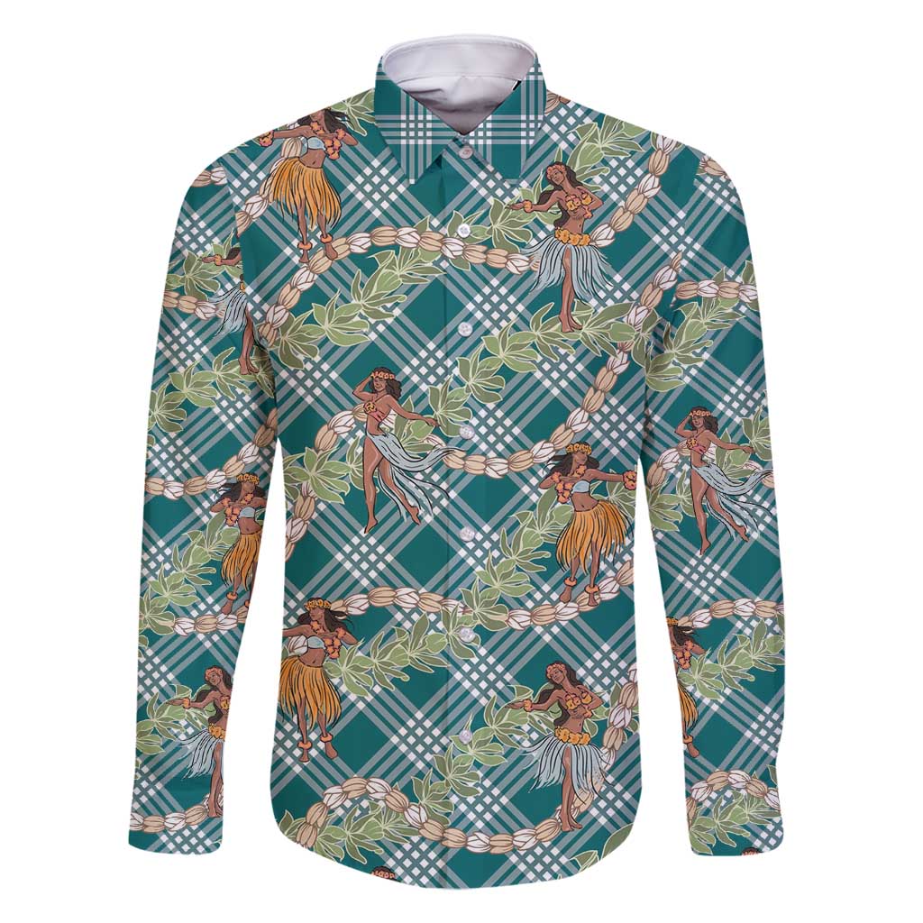 Teal Palaka Hula Girls Seamless Hawaii Aloha Family Matching Tank Maxi Dress and Hawaiian Shirt - Polynesian Pride