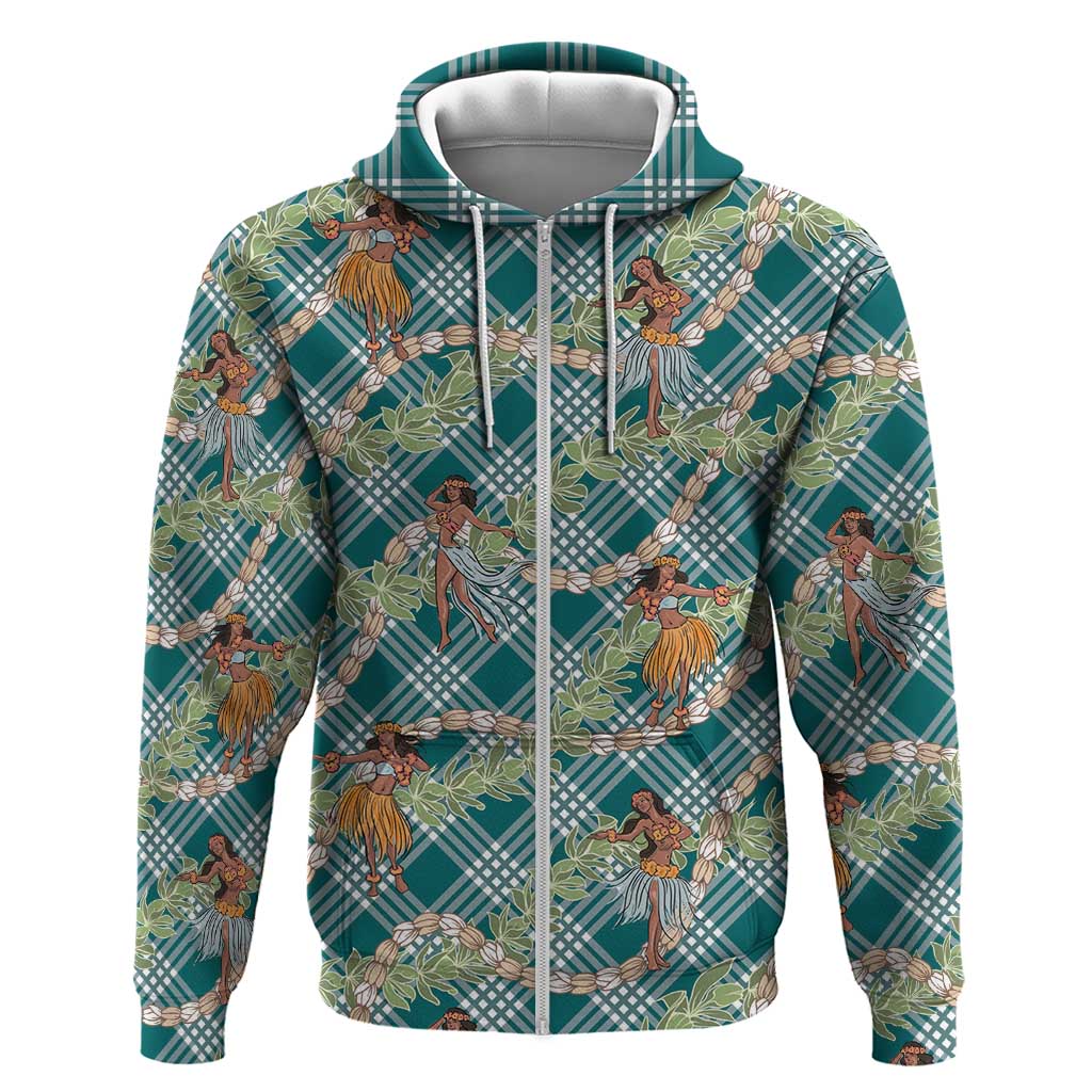 Teal Palaka Hula Girls Seamless Hawaii Aloha Hoodie - Polynesian Pride