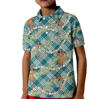 Teal Palaka Hula Girls Seamless Hawaii Aloha Kid Polo Shirt - Polynesian Pride