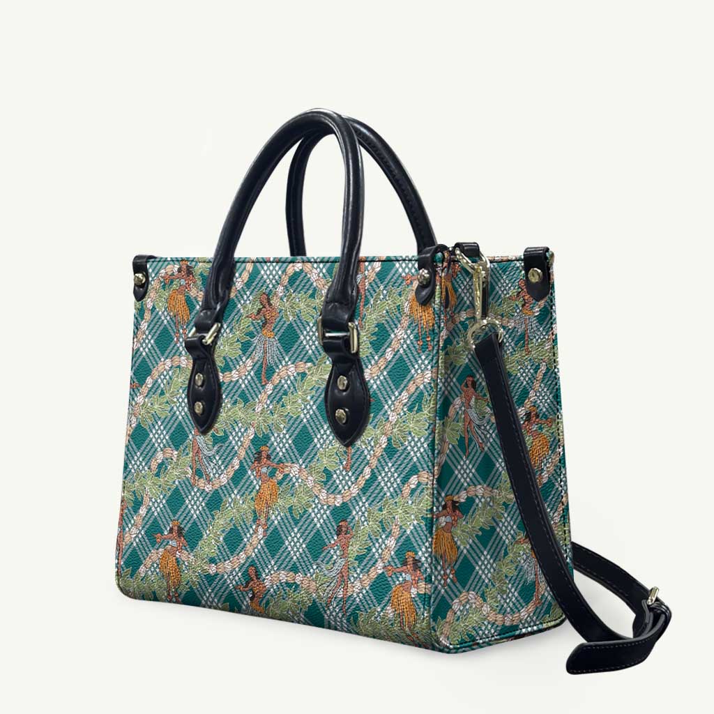 Teal Palaka Hula Girls Seamless Hawaii Aloha Leather Bag - Polynesian Pride