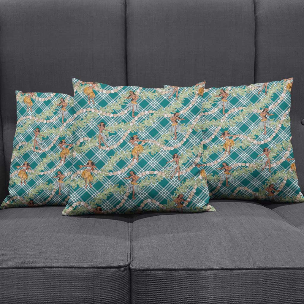 Teal Palaka Hula Girls Seamless Hawaii Aloha Pillow Cover - Polynesian Pride