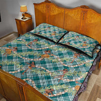 Teal Palaka Hula Girls Seamless Hawaii Aloha Quilt Bed Set - Polynesian Pride