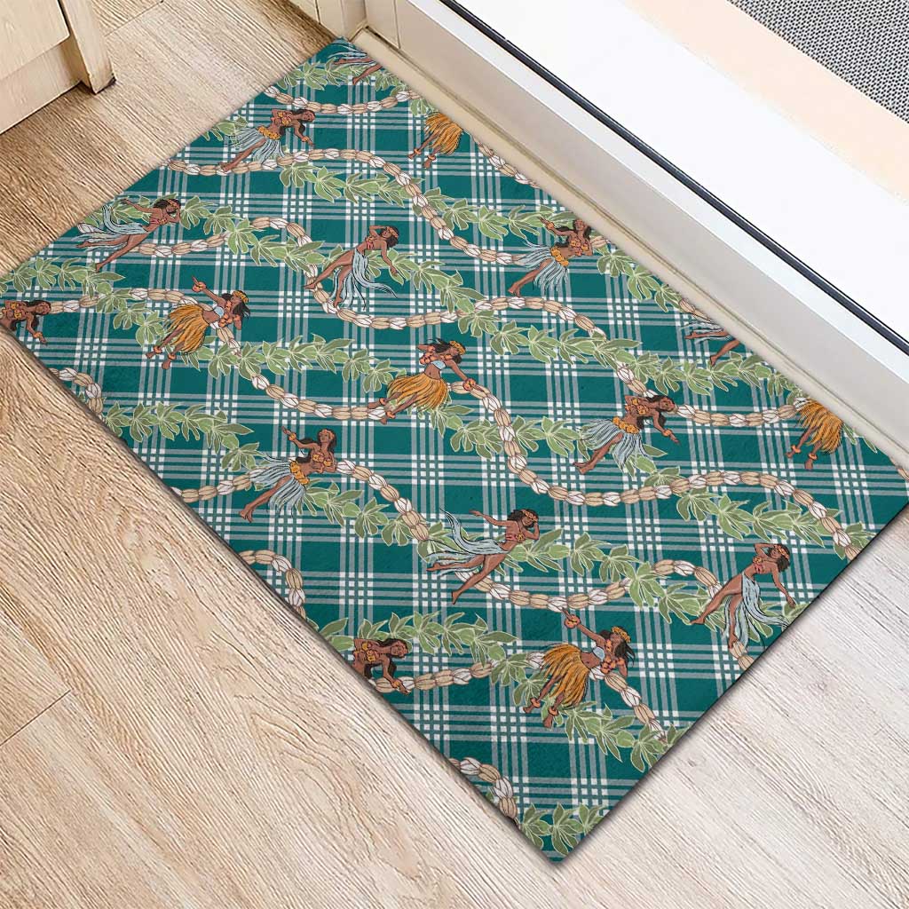 Teal Palaka Hula Girls Seamless Hawaii Aloha Rubber Doormat LT7 - Polynesian Pride