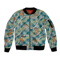 Teal Palaka Hula Girls Seamless Hawaii Aloha Sleeve Zip Bomber Jacket LT7 Unisex Teal - Polynesian Pride