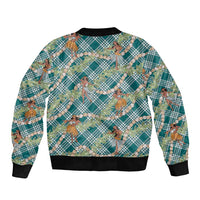 Teal Palaka Hula Girls Seamless Hawaii Aloha Sleeve Zip Bomber Jacket LT7 - Polynesian Pride