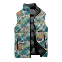 Teal Palaka Hula Girls Seamless Hawaii Aloha Sleeveless Puffer Jacket - Polynesian Pride