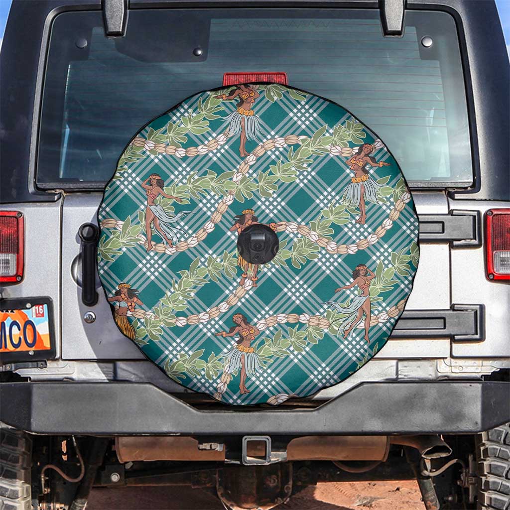 Teal Palaka Hula Girls Seamless Hawaii Aloha Spare Tire Cover - Polynesian Pride