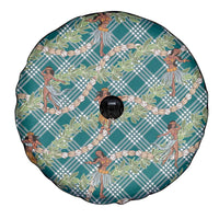 Teal Palaka Hula Girls Seamless Hawaii Aloha Spare Tire Cover - Polynesian Pride