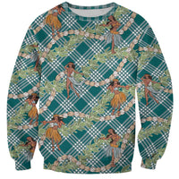 Teal Palaka Hula Girls Seamless Hawaii Aloha Sweatshirt LT7 Unisex Teal - Polynesian Pride