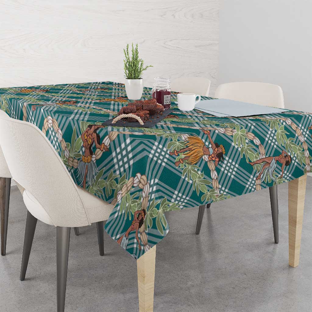 Teal Palaka Hula Girls Seamless Hawaii Aloha Tablecloth - Polynesian Pride