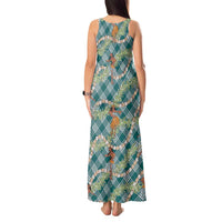 Teal Palaka Hula Girls Seamless Hawaii Aloha Tank Maxi Dress - Polynesian Pride