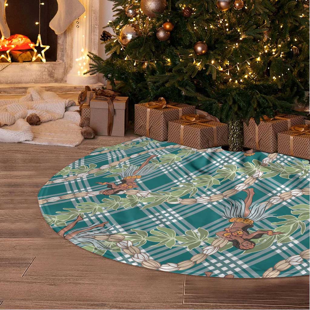 Teal Palaka Hula Girls Seamless Hawaii Aloha Tree Skirt - Polynesian Pride