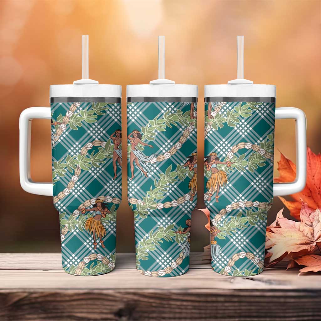 Teal Palaka Hula Girls Seamless Hawaii Aloha Tumbler With Handle LT7 - Polynesian Pride