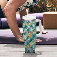 Teal Palaka Hula Girls Seamless Hawaii Aloha Tumbler With Handle LT7 - Polynesian Pride