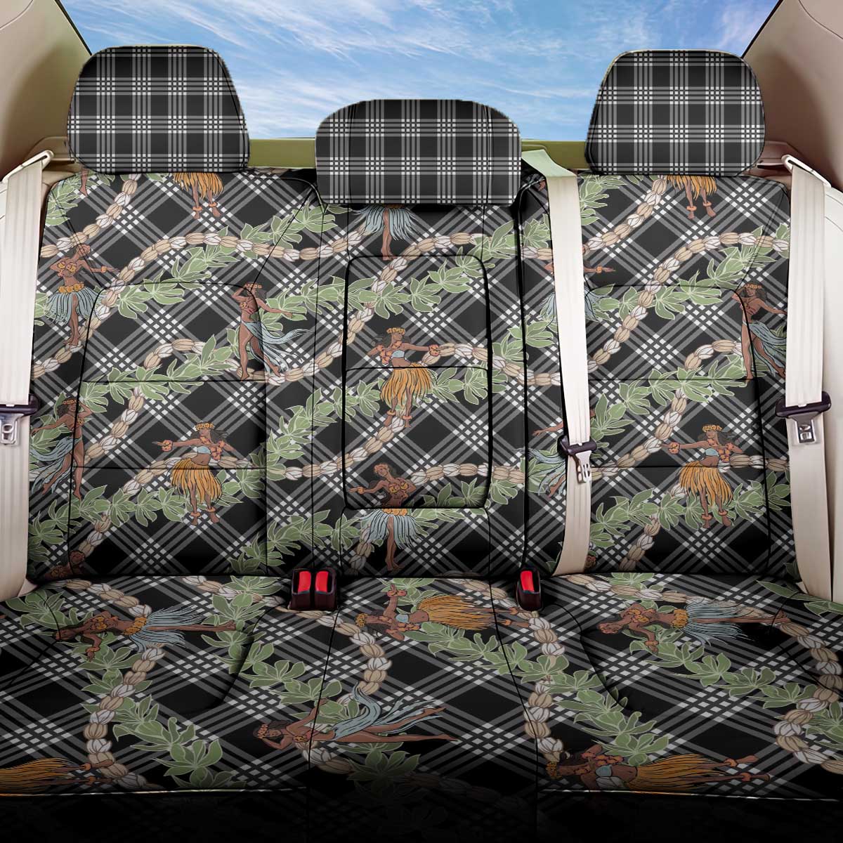 Sable Palaka Hula Girls Seamless Hawaii Aloha Back Car Seat Cover - Polynesian Pride