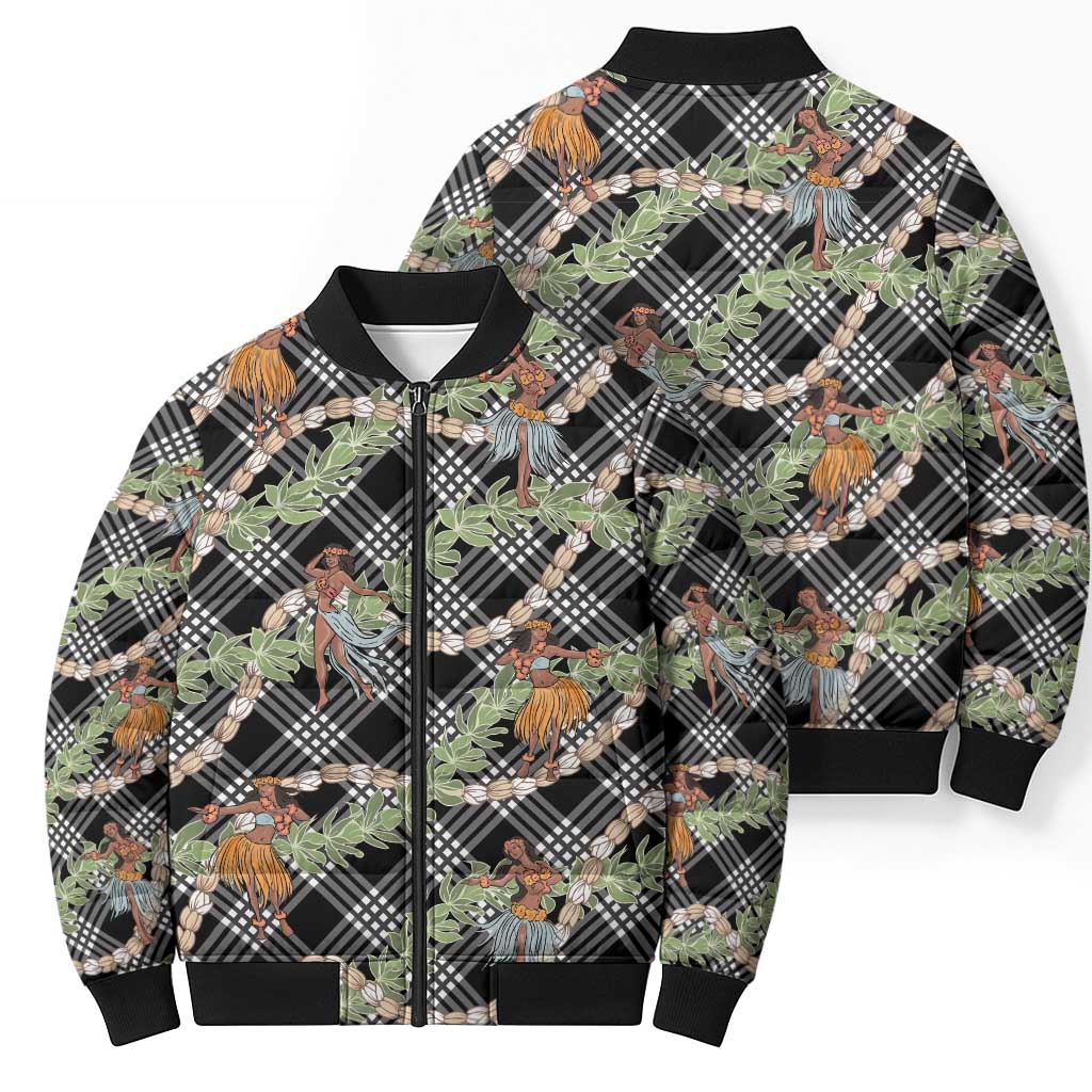 Sable Palaka Hula Girls Seamless Hawaii Aloha Bomber Puffer Jacket - Polynesian Pride