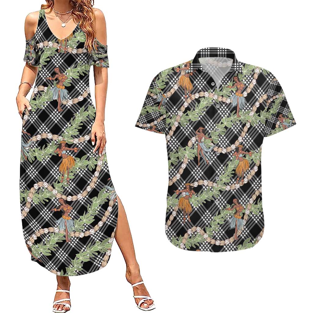 Sable Palaka Hula Girls Seamless Hawaii Aloha Couples Matching Summer Maxi Dress and Hawaiian Shirt - Polynesian Pride