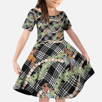 Sable Palaka Hula Girls Seamless Hawaii Aloha Family Matching Off The Shoulder Long Sleeve Dress and Hawaiian Shirt - Polynesian Pride