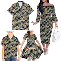 Sable Palaka Hula Girls Seamless Hawaii Aloha Family Matching Off The Shoulder Long Sleeve Dress and Hawaiian Shirt - Polynesian Pride