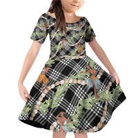 Sable Palaka Hula Girls Seamless Hawaii Aloha Family Matching Off Shoulder Short Dress and Hawaiian Shirt - Polynesian Pride