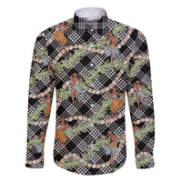 Sable Palaka Hula Girls Seamless Hawaii Aloha Family Matching Off Shoulder Short Dress and Hawaiian Shirt - Polynesian Pride