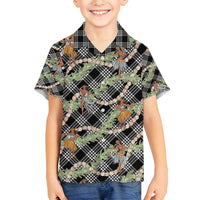 Sable Palaka Hula Girls Seamless Hawaii Aloha Family Matching Off Shoulder Short Dress and Hawaiian Shirt - Polynesian Pride