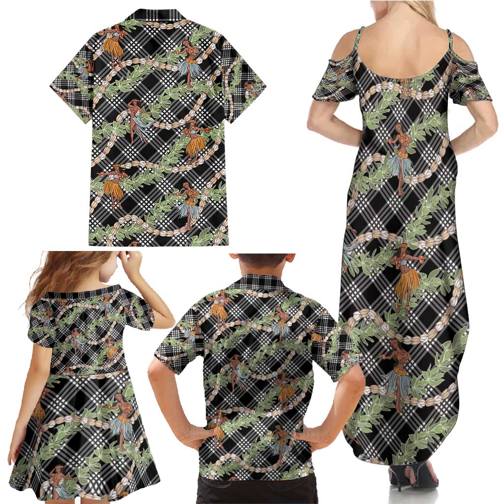Sable Palaka Hula Girls Seamless Hawaii Aloha Family Matching Summer Maxi Dress and Hawaiian Shirt - Polynesian Pride