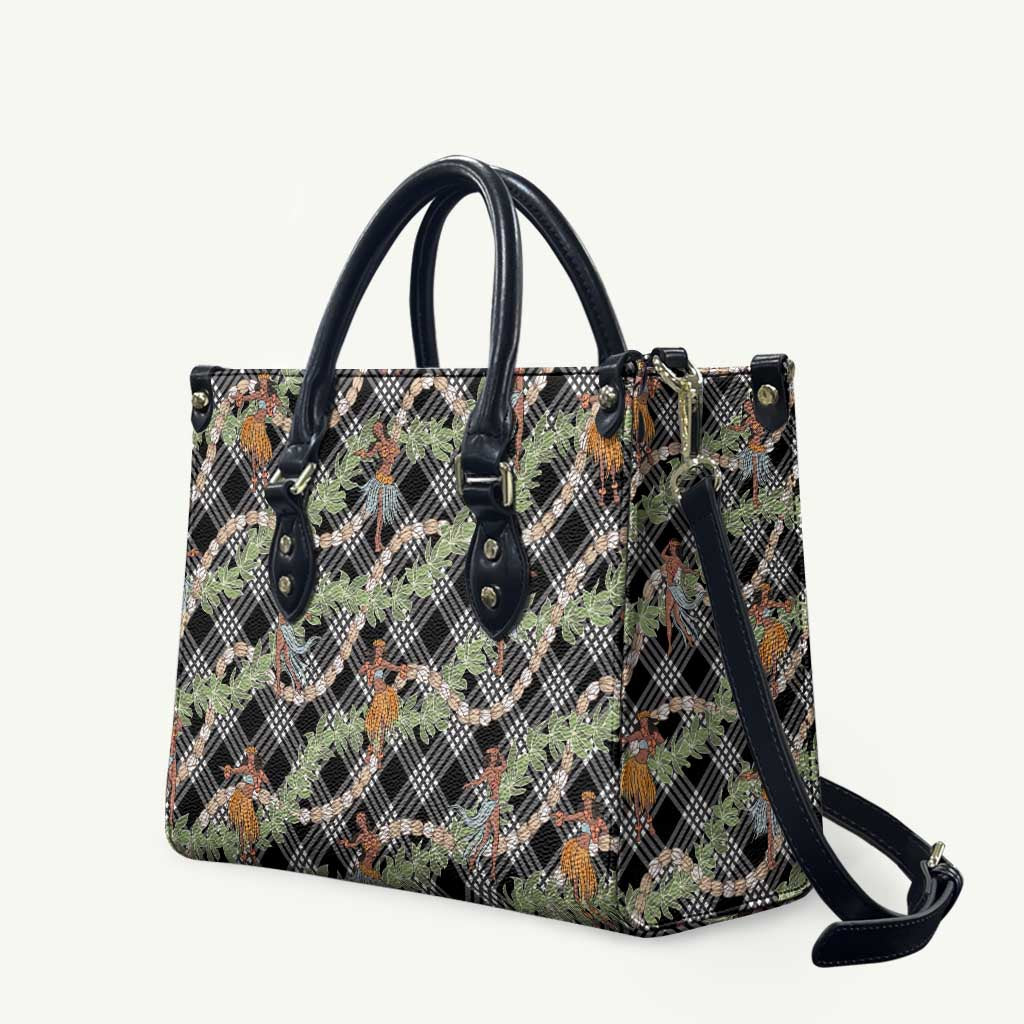 Sable Palaka Hula Girls Seamless Hawaii Aloha Leather Bag LT7 Black - Polynesian Pride